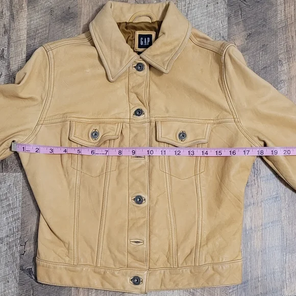 Spring 2026 Trend Vinatge GAP Tan Leather Jacket - Picture 7 of 16